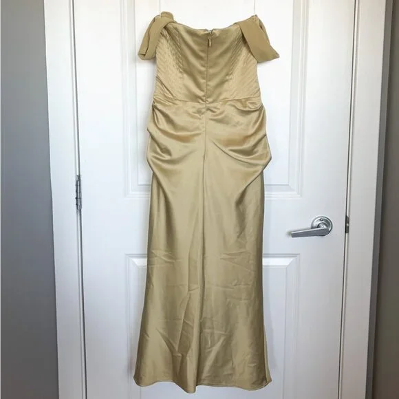 House of CB Natalya Olive Satin Corset Midi Dress S - Picture 5 of 6